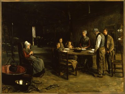 Het tafelgebed door Max Liebermann