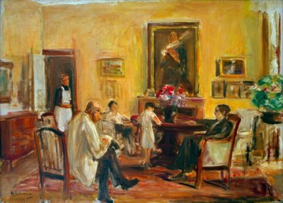 De kunstenaar en zijn familie in zijn huis aan de Wannsee door Max Liebermann