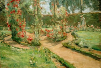 De rozentuin in Wannsee met de dochter en kleindochter door Max Liebermann