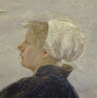 Detail van Reparatie van de Netten, 1889 door Max Liebermann