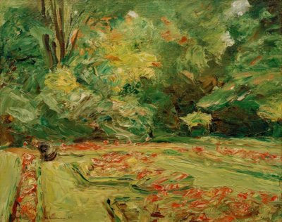 Het bloementerras in de Wannseetuin naar het noorden door Max Liebermann