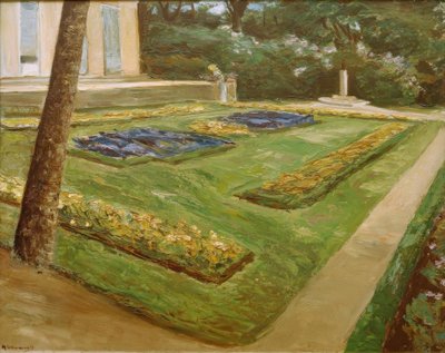Het bloementerras in de Wannseetuin naar het noordwesten door Max Liebermann