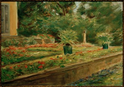 De bloementerras in de Wannseetuin naar het noordwesten door Max Liebermann