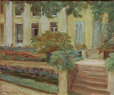 Het bloementerras in de Wannseetuin naar het zuidwesten door Max Liebermann