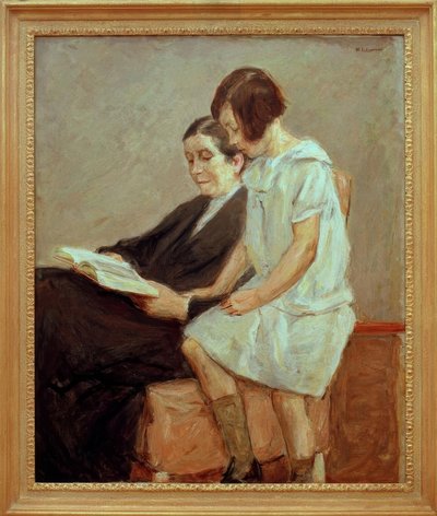 De vrouw en kleindochter van de kunstenaar door Max Liebermann