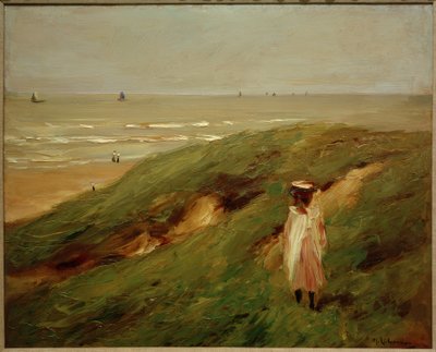 Duin bij Noordwijk met kind - Meisje in de duinen door Max Liebermann