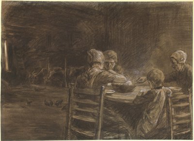 Oost-Friese boeren die avondeten eten door Max Liebermann