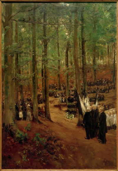 Herdenkingsceremonie voor keizer Friedrich III in Kösen - 1e versie door Max Liebermann