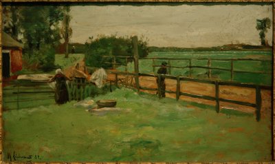 Boerderij aan de dorpsstraat - De bleek door Max Liebermann