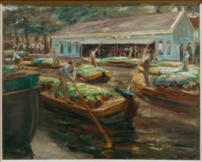Groentemarkt in Delft door Max Liebermann