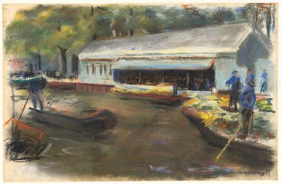Groentemarkt in Delft door Max Liebermann