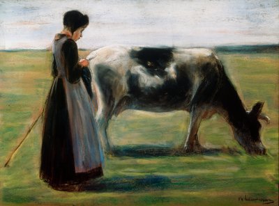 Meisje met Koe, 19e eeuw door Max Liebermann
