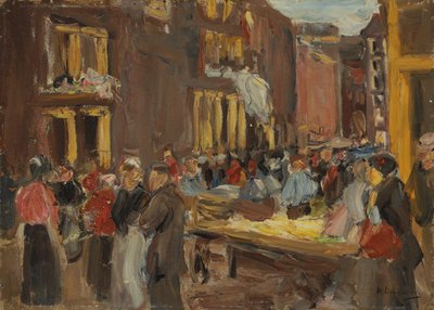 Joodse wijk in Amsterdam; Judengasse in Amsterdam, hoek Jodenbreestraat, 1905 door Max Liebermann