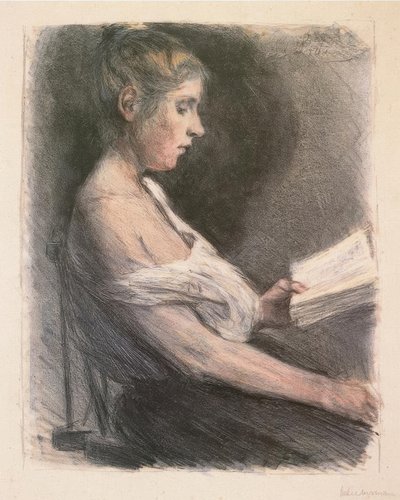 Lezend meisje door Max Liebermann
