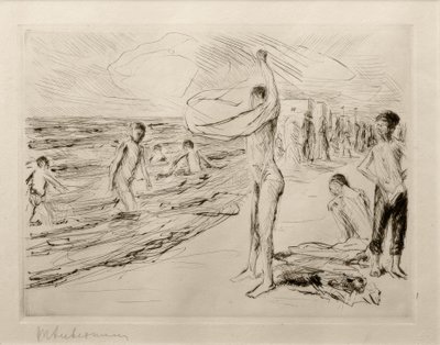 Badende jongens in de wind door Max Liebermann
