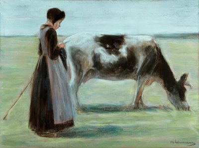 Meisje met koe door Max Liebermann