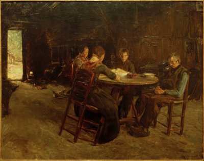 Oost-Friese boeren bij het tafelgebed door Max Liebermann