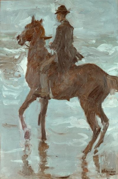 Ruiter op het strand door Max Liebermann