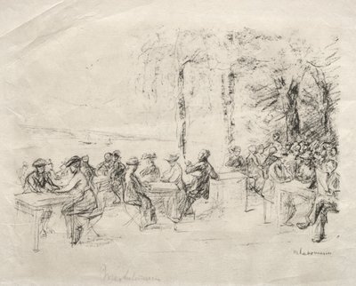 Restaurant aan het water door Max Liebermann