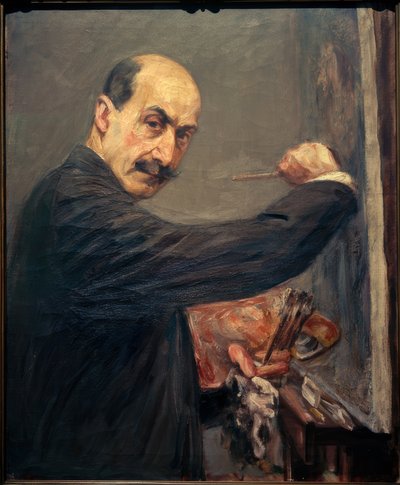 Zelfportret aan de ezel naar rechts door Max Liebermann