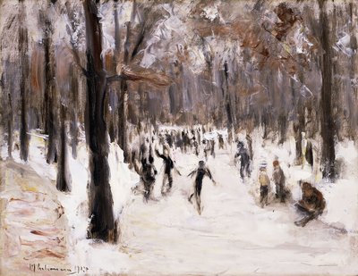 Schaatsers in de Tiergarten, Berlijn door Max Liebermann