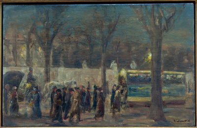 Straatscène bij de Brandenburger Tor (Avond bij de Brandenburg...) door Max Liebermann