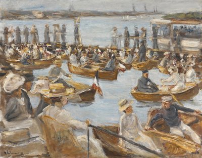Zomeravond aan de Alster-rivier, Hamburg door Max Liebermann