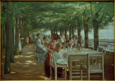 Terras in Restaurant Jacob in Nienstedten aan de Elbe door Max Liebermann