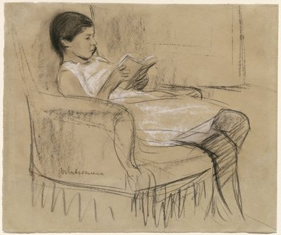 De Dochter van de Kunstenaar Käthe Leest in een Stoel door Max Liebermann