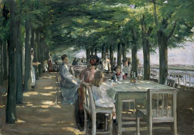 Het terras bij restaurant Jacob in Nienstedten aan de Elbe door Max Liebermann