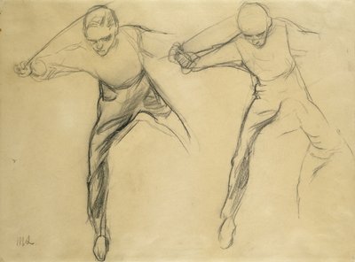 Twee mannelijke figuren door Max Liebermann