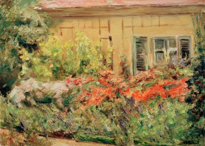 Wannseetuin. Bloemenperken bij het tuinhuisje naar het noorden door Max Liebermann