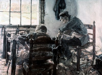 Werkplaats van de schoenmaker, 1881 door Max Liebermann