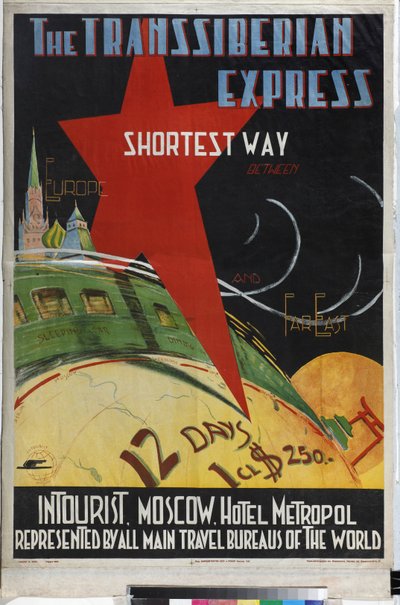 De Transsiberië Express (Poster van het Intourist bedrijf) door Max Litvak