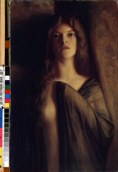 Portret van een jong meisje door Max Nonnenbruch