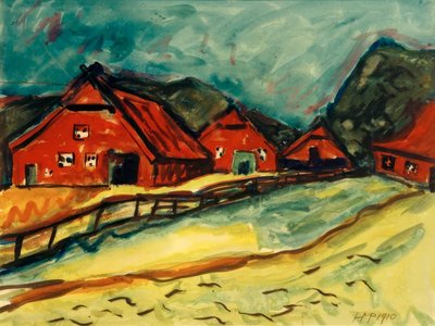 Boerderijen in Dangast door Max Pechstein