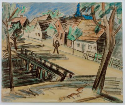 Grote molengraafbrug – Leba / Pommeren door Max Pechstein