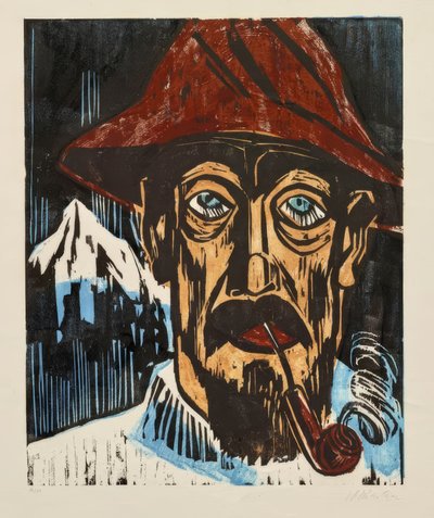 Man met pijp  door Max Pechstein
