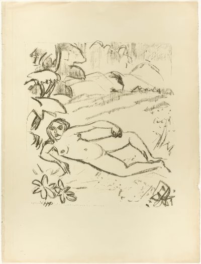 Naakt op de duinen, uit The Samland Ode door Max Pechstein