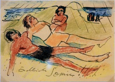 Zonnen op het strand door Max Pechstein
