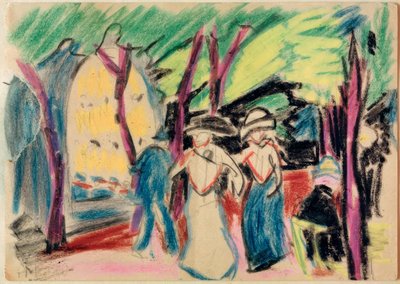 Wandelaars in het park door Max Pechstein