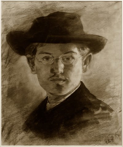 Zelfportret met hoed door Max Slevogt
