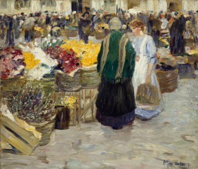 Bloemenmarkt bij de Rochuskerk door Max Stern