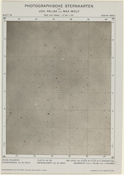Fotografische Sterrenkaarten (24 april 1901) door Max Wolf and Joh. Palisa