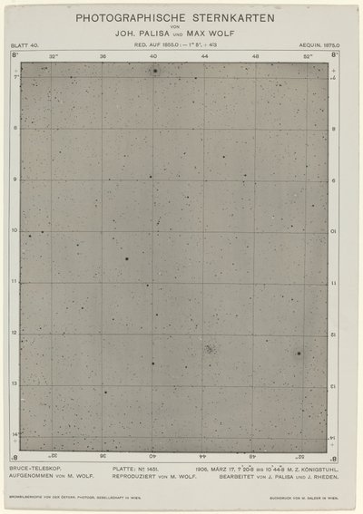 Fotografische Sterrenkaarten (17 maart 1906) door Max Wolf and Joh. Palisa