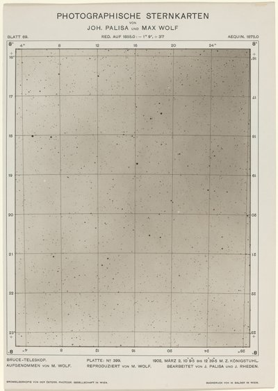 Fotografische sterrenkaarten (2 maart 1906) door Max Wolf and Joh. Palisa