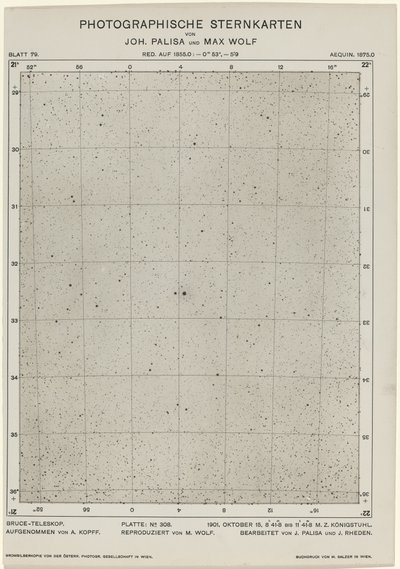 Fotografische Sterrenkaarten (15 oktober 1901) door Max Wolf and Joh. Palisa