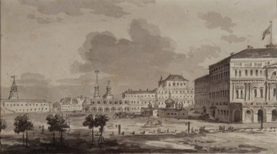 Kremlin van Moskou voor de bouw van het Grote Kremlinpaleis, 1817 door Maxim Nikiphorovich Vorobyev
