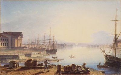 Zonsopgang boven de Neva in Sint-Petersburg, 1830 door Maxim Nikiphorovich Vorobyev
