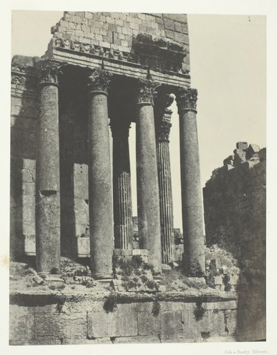 Baalbeck Héliopolis, Tempel van Jupiter, Zicht vanaf de zuidoosthoek, Syrië door Maxime Du Camp